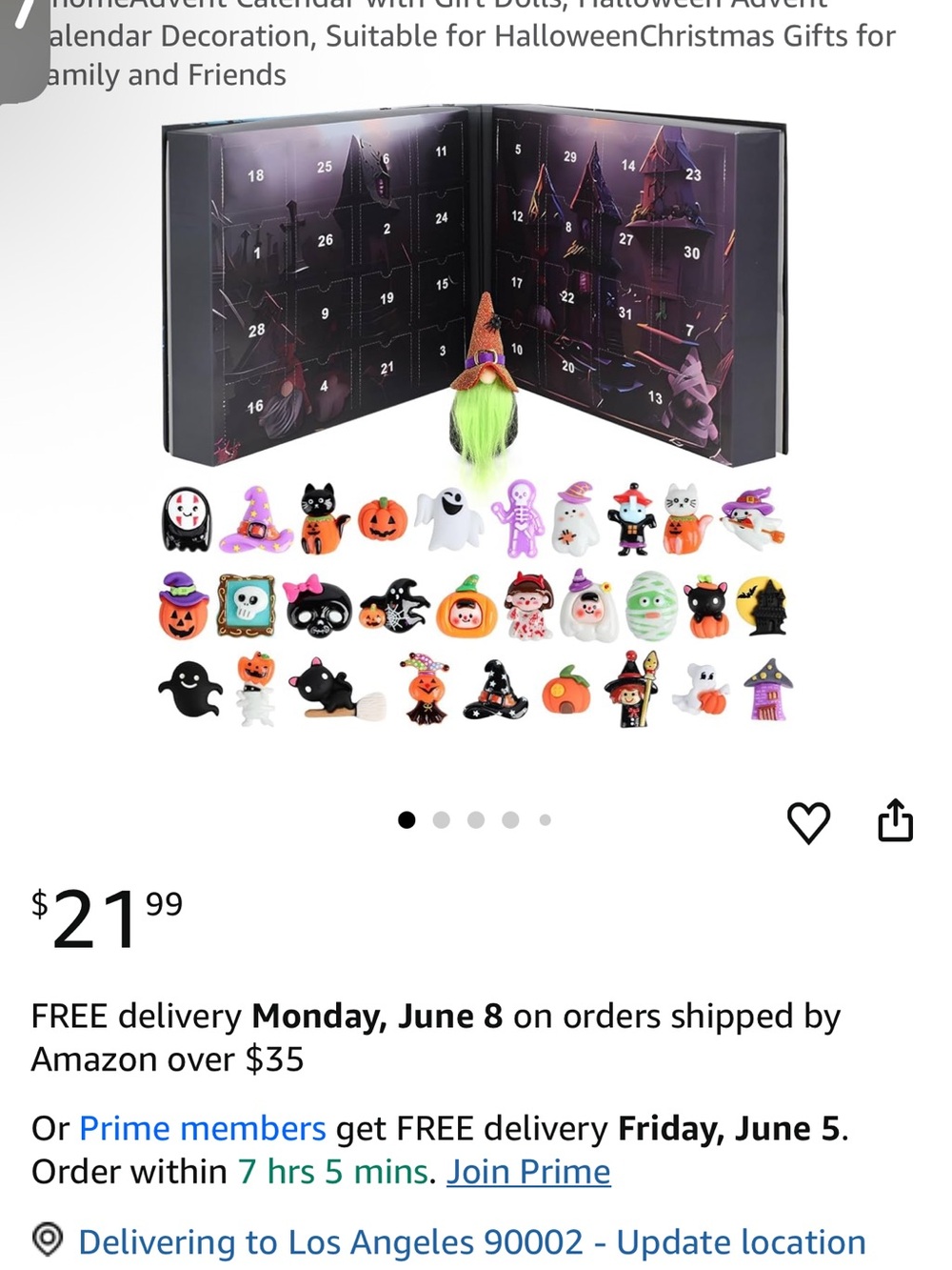 Halloween Advent Calendar with 30 Mini Halloween Figurines - Black & Purple